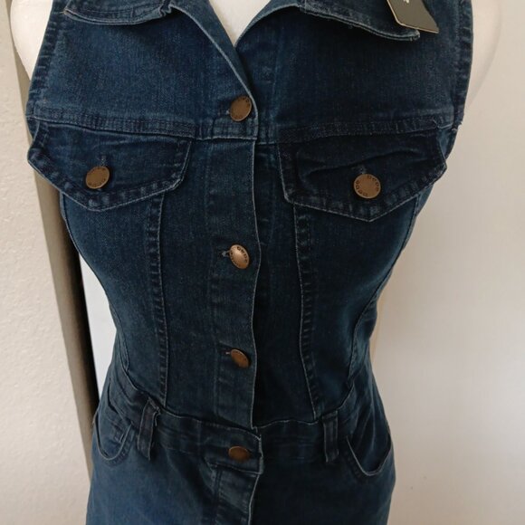 BEBE DENIM Button Up casual  dress brand new cute - Picture 9 of 9